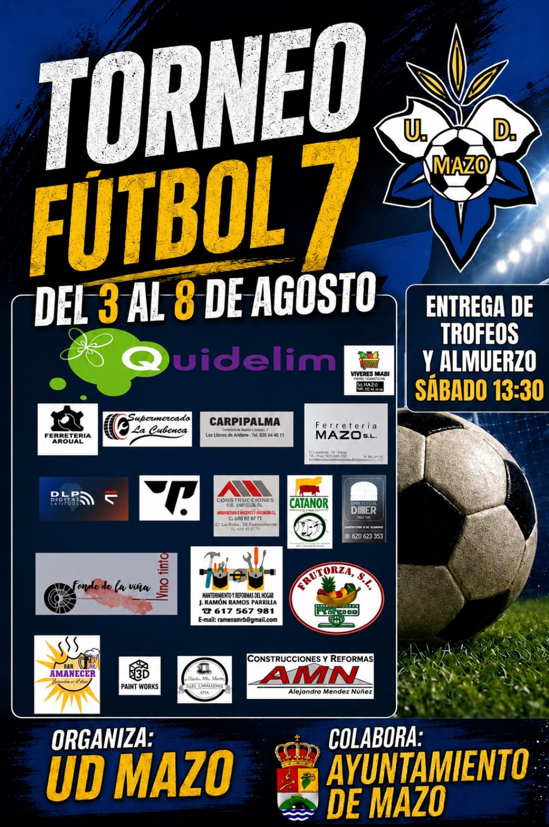 El Ayuntamiento de Villa de Mazo colabora con la primera edición del Torneo de Fútbol 7 de la UD Mazo