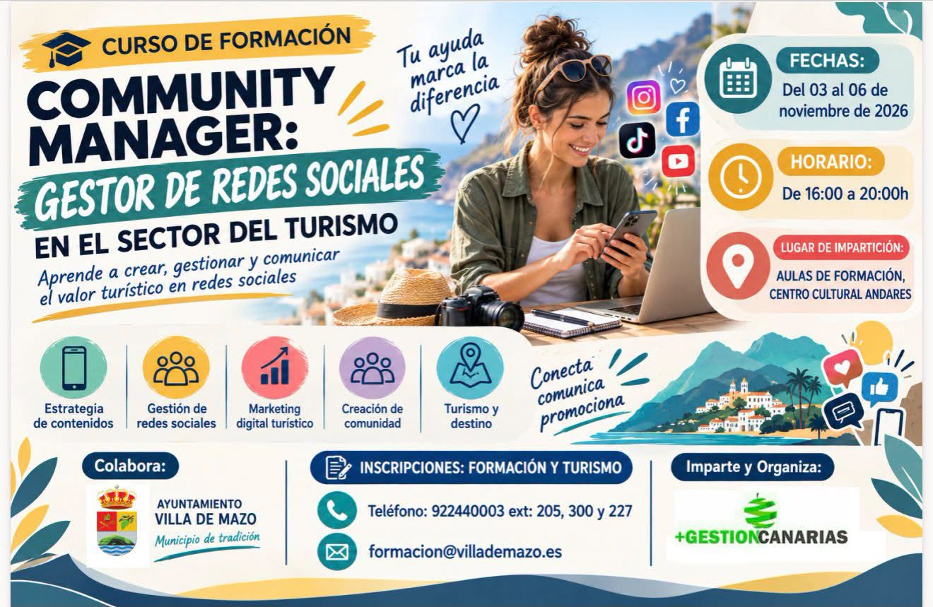 Villa de Mazo organiza un curso gratuito de gestión de redes sociales para el sector turístico