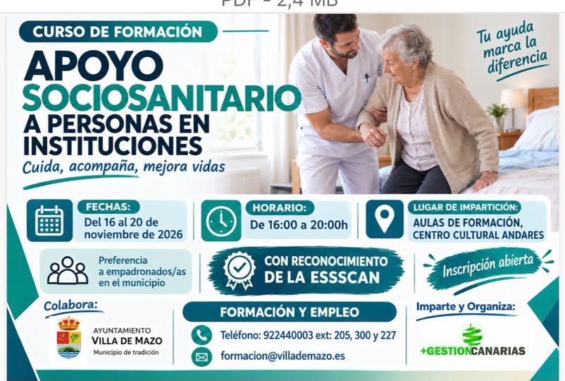 curso de apoyo sociosanitario en Villa de Mazo