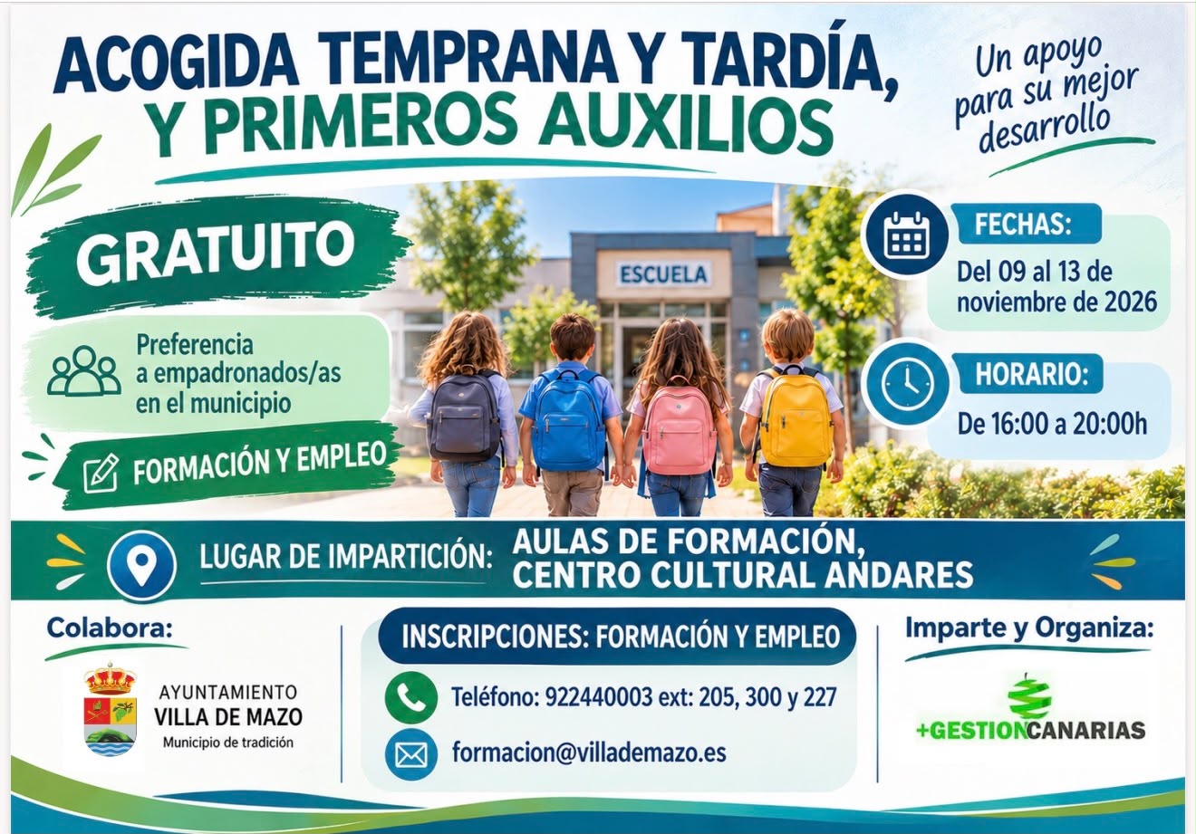 curso de acogida temprana y primeros auxilios en Villa de Mazo