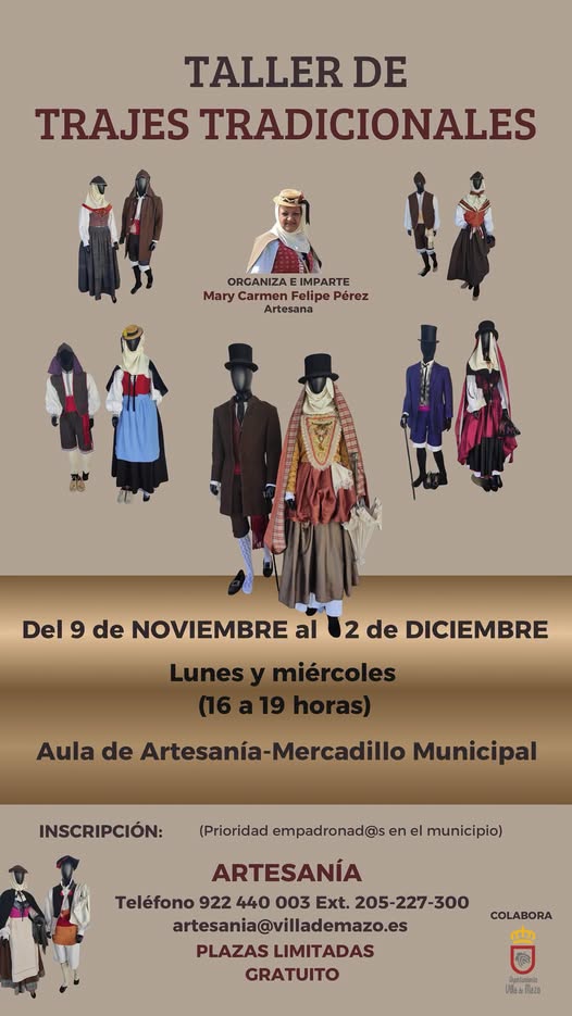 taller de trajes tradicionales en Villa de Mazo