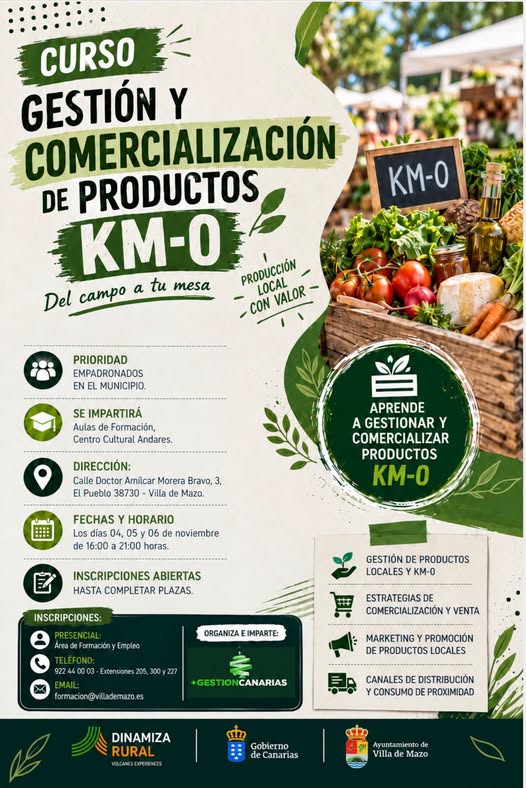 Villa de Mazo ofrece formación gratuita sobre comercialización de productos de kilómetro cero